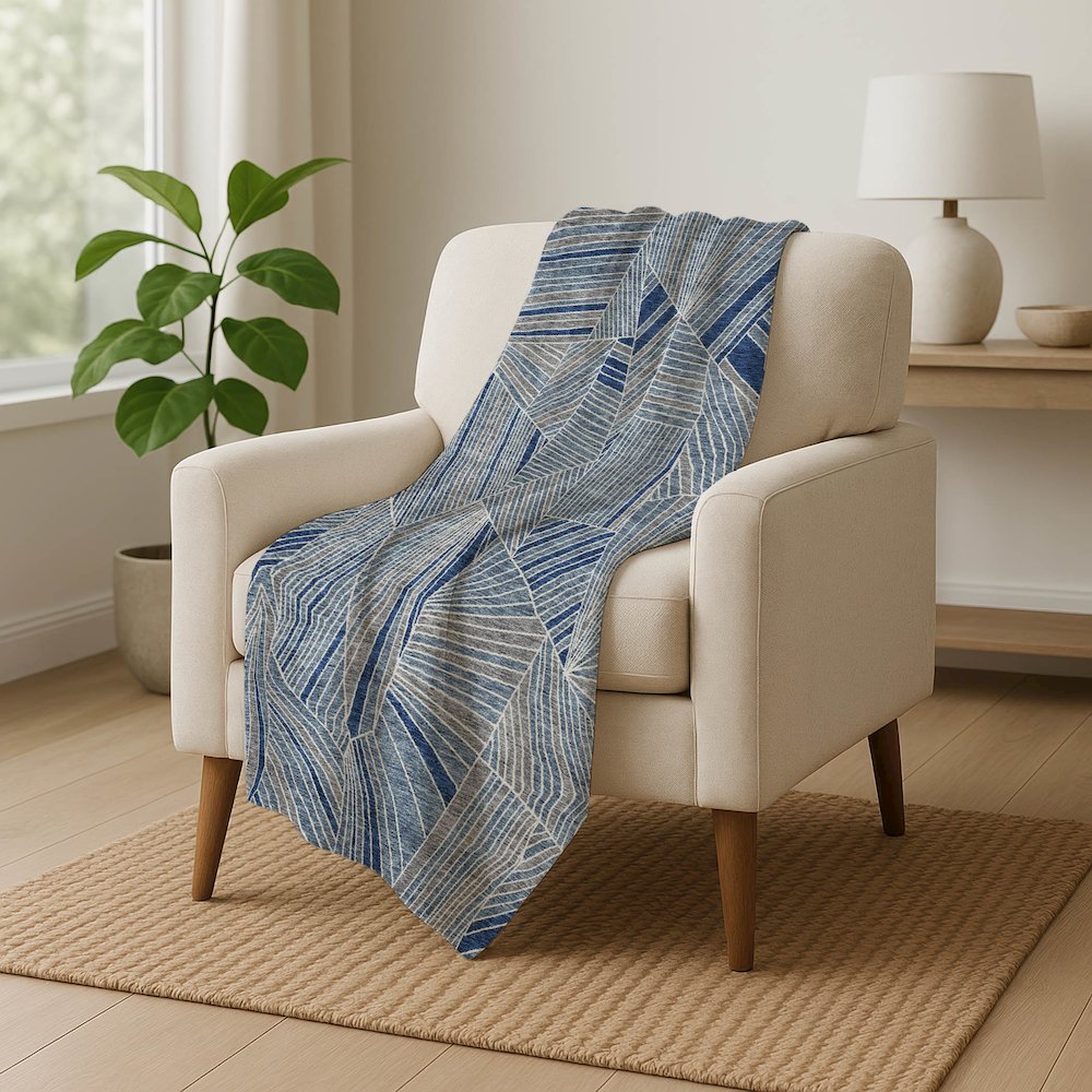Premium Machine Washable ASB915 Denim 50" x 70" Sherpa Throw Blanket. Picture 5