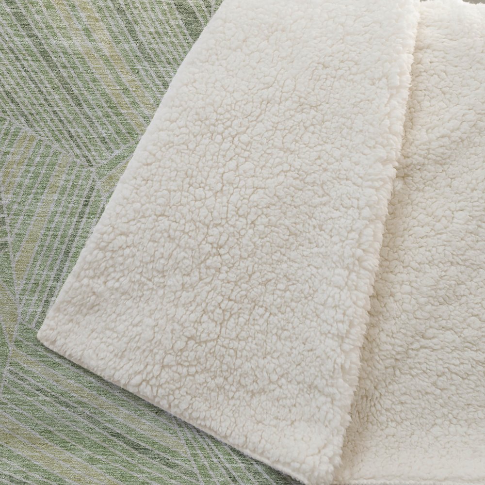Premium Machine Washable ASB915 Green 50" x 70" Sherpa Throw Blanket. Picture 2