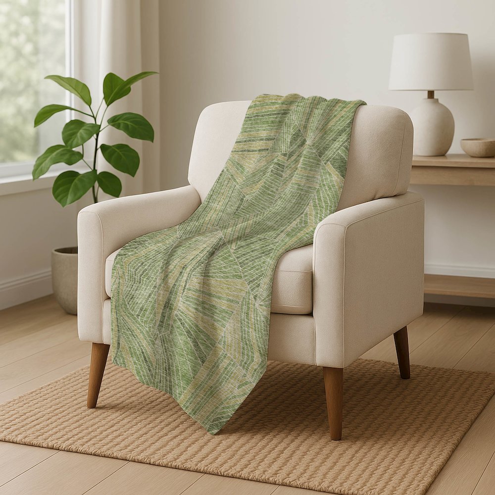 Premium Machine Washable ASB915 Green 50" x 70" Sherpa Throw Blanket. Picture 5