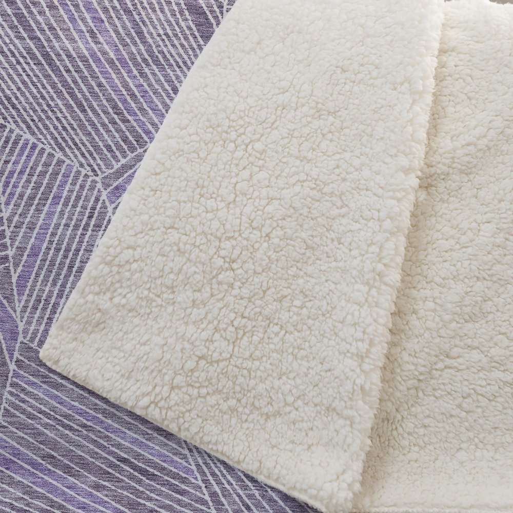 Premium Machine Washable ASB915 Purple 50" x 70" Sherpa Throw Blanket. Picture 2
