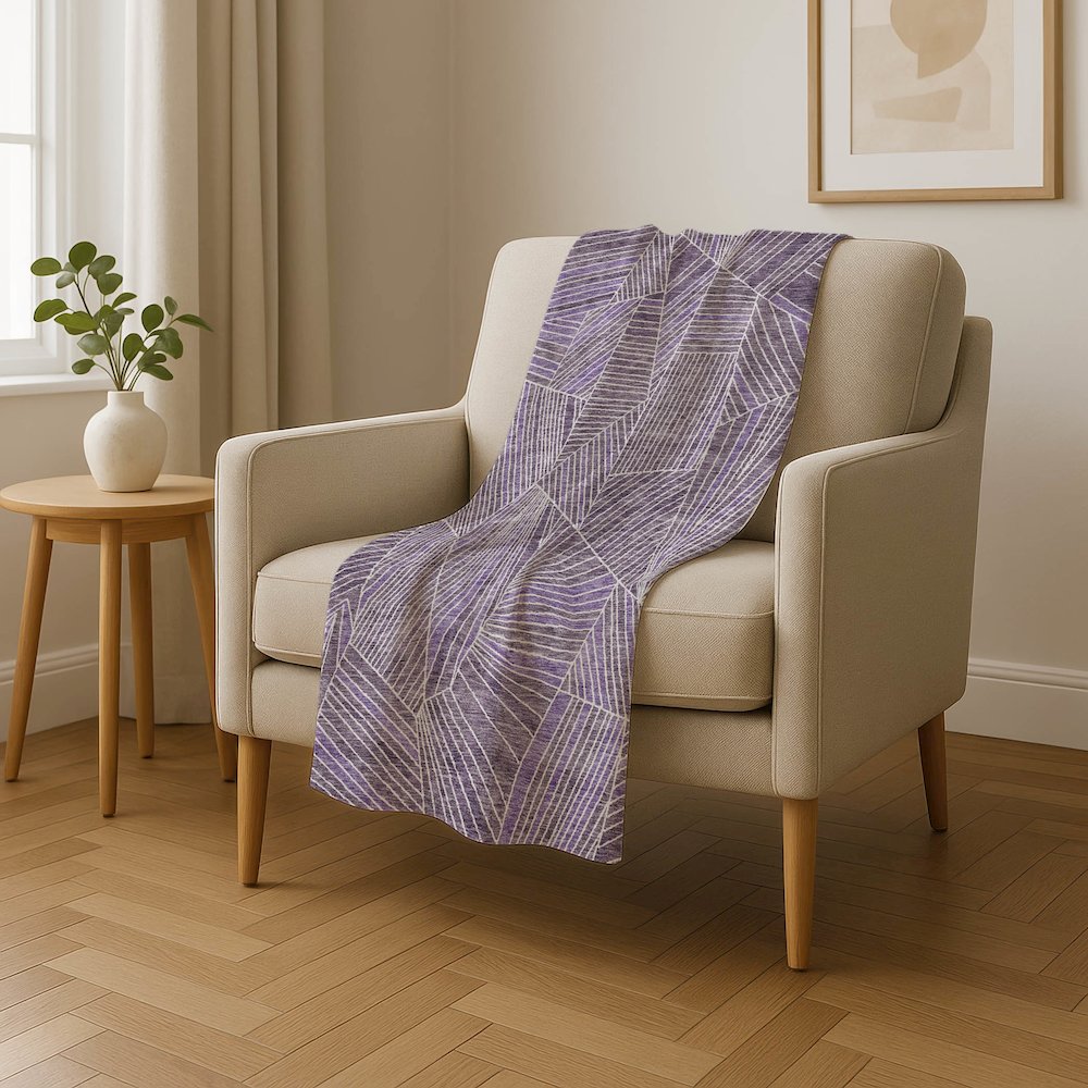 Premium Machine Washable ASB915 Purple 50" x 70" Sherpa Throw Blanket. Picture 4