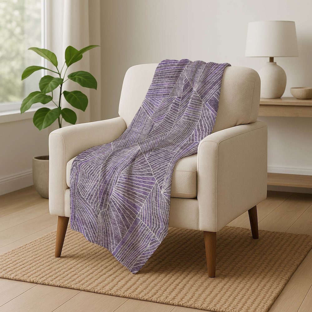 Premium Machine Washable ASB915 Purple 50" x 70" Sherpa Throw Blanket. Picture 5