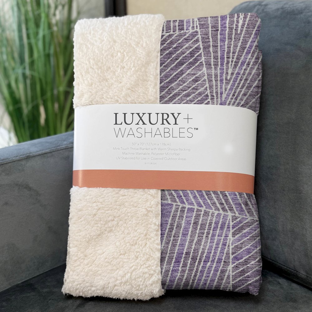 Premium Machine Washable ASB915 Purple 50" x 70" Sherpa Throw Blanket. Picture 3