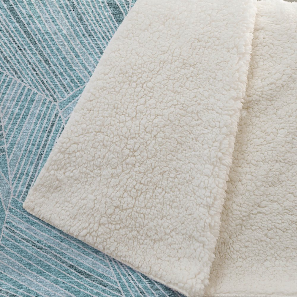 Premium Machine Washable ASB915 Teal 50" x 70" Sherpa Throw Blanket. Picture 2