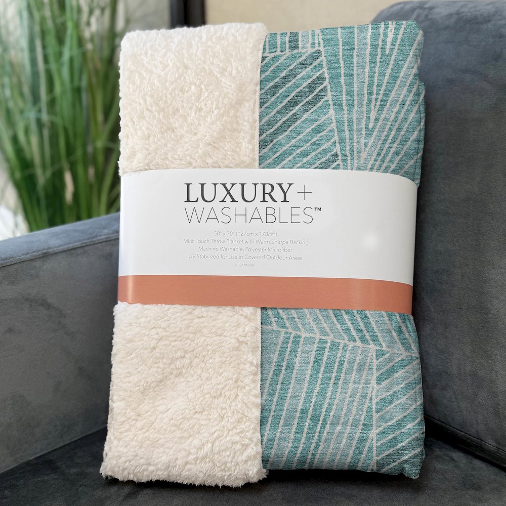 Premium Machine Washable ASB915 Teal 50" x 70" Sherpa Throw Blanket. Picture 3