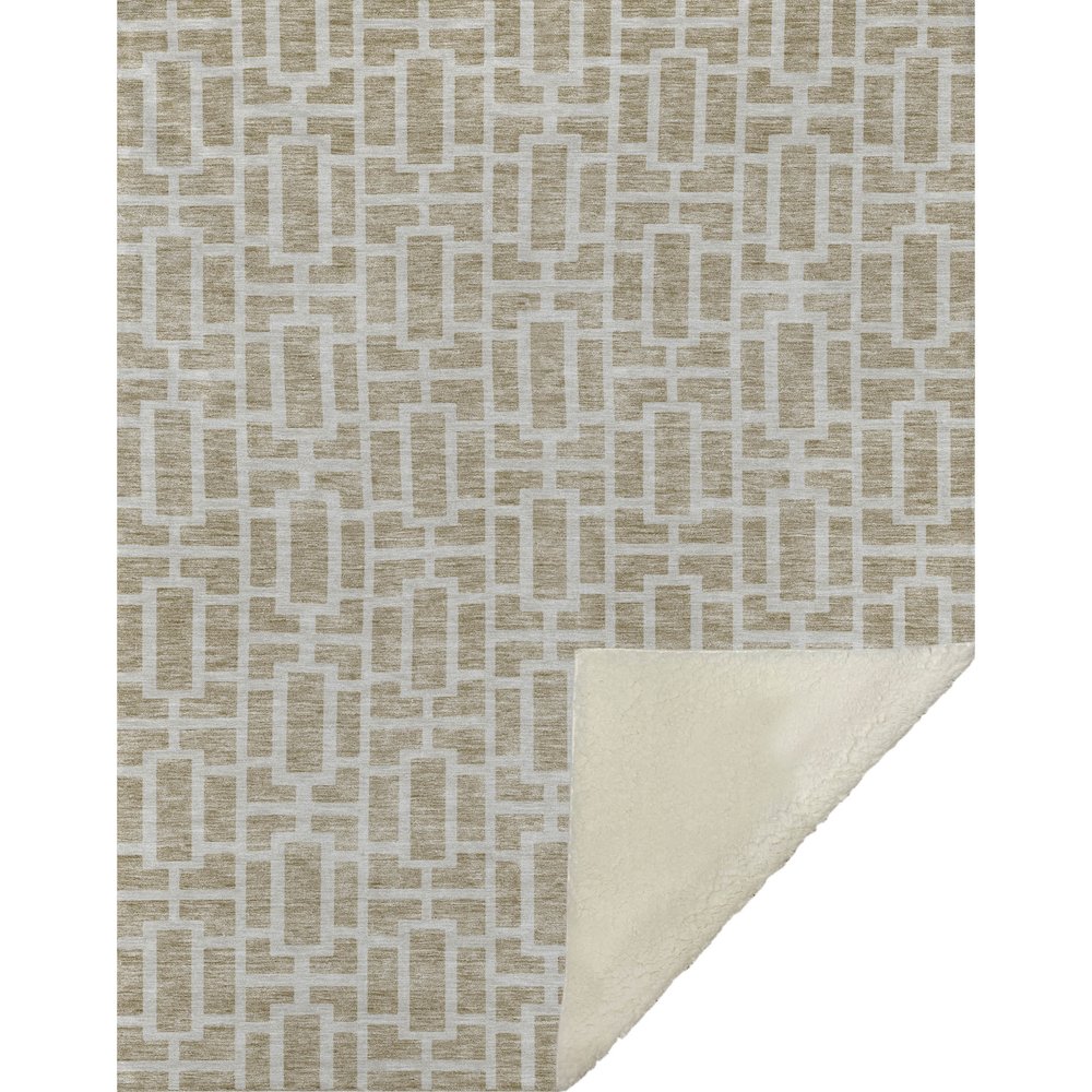 Premium Machine Washable ASB916 Beige 50" x 70" Sherpa Throw Blanket. Picture 1