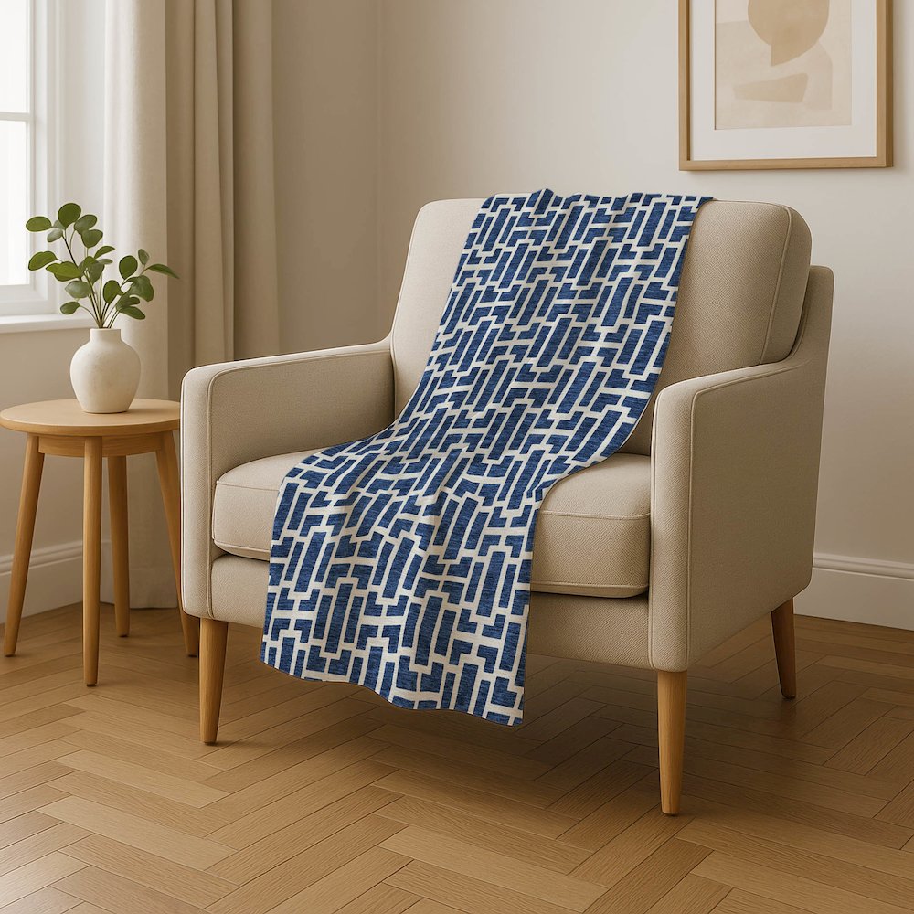 Premium Machine Washable ASB916 Navy 50" x 70" Sherpa Throw Blanket. Picture 4