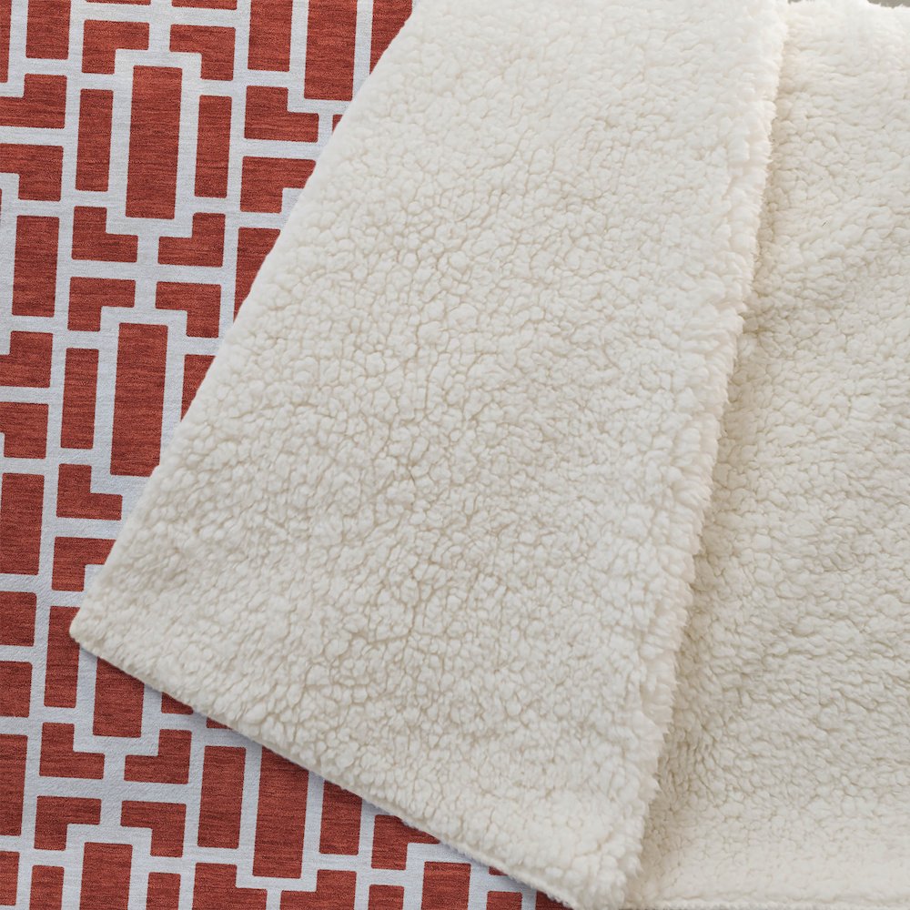 Premium Machine Washable ASB916 Red 50" x 70" Sherpa Throw Blanket. Picture 2
