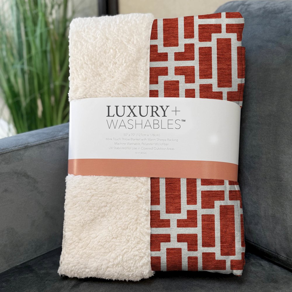 Premium Machine Washable ASB916 Red 50" x 70" Sherpa Throw Blanket. Picture 3