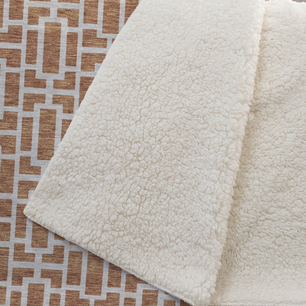 Premium Machine Washable ASB916 Terracotta 50" x 70" Sherpa Throw Blanket. Picture 2