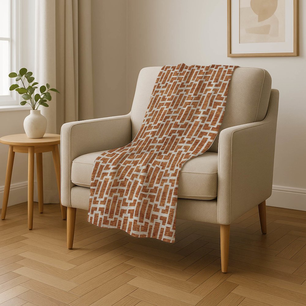 Premium Machine Washable ASB916 Terracotta 50" x 70" Sherpa Throw Blanket. Picture 4
