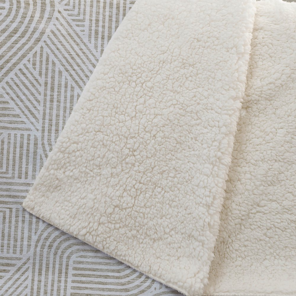 Premium Machine Washable ASB917 Beige 50" x 70" Sherpa Throw Blanket. Picture 2