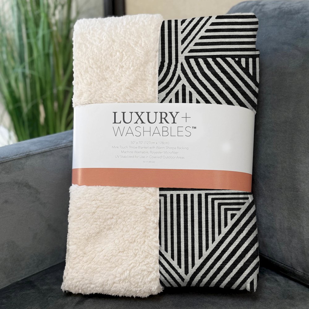 Premium Machine Washable ASB917 Black 50" x 70" Sherpa Throw Blanket. Picture 3