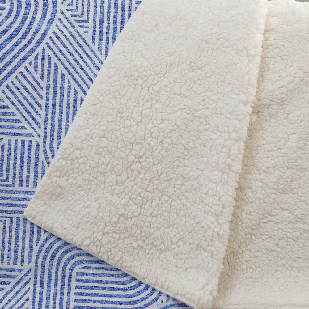Premium Machine Washable ASB917 Blue 50" x 70" Sherpa Throw Blanket. Picture 2