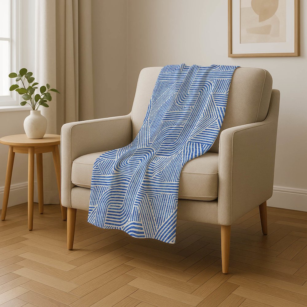 Premium Machine Washable ASB917 Blue 50" x 70" Sherpa Throw Blanket. Picture 4