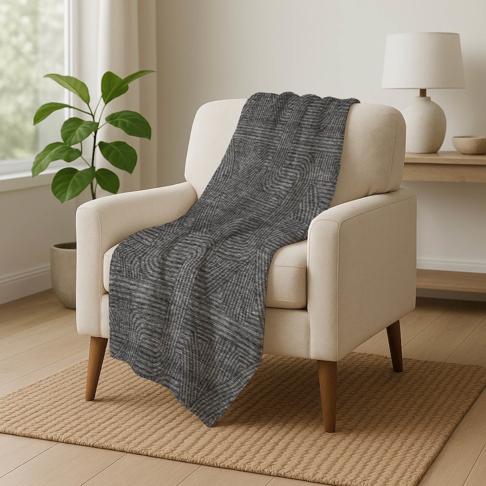 Premium Machine Washable ASB917 Charcoal 50" x 70" Sherpa Throw Blanket. Picture 5