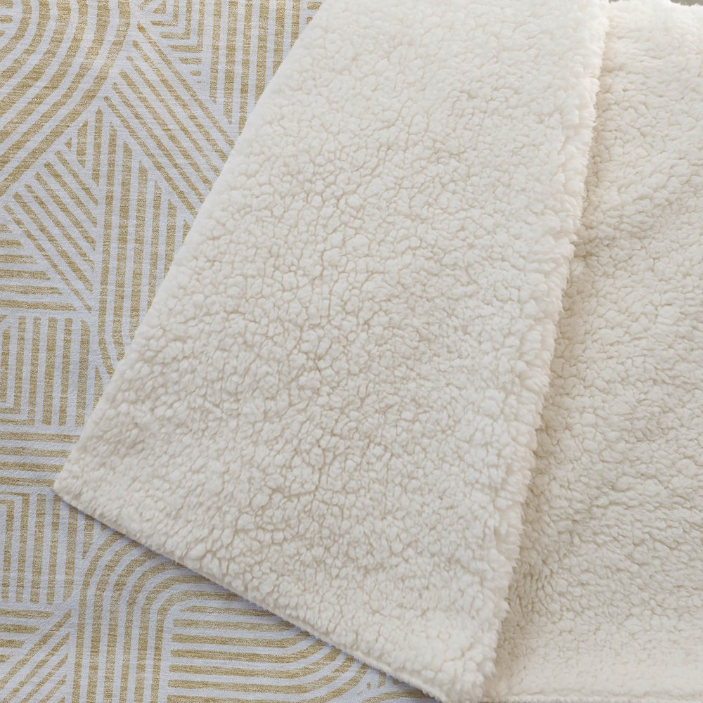 Premium Machine Washable ASB917 Gold 50" x 70" Sherpa Throw Blanket. Picture 2