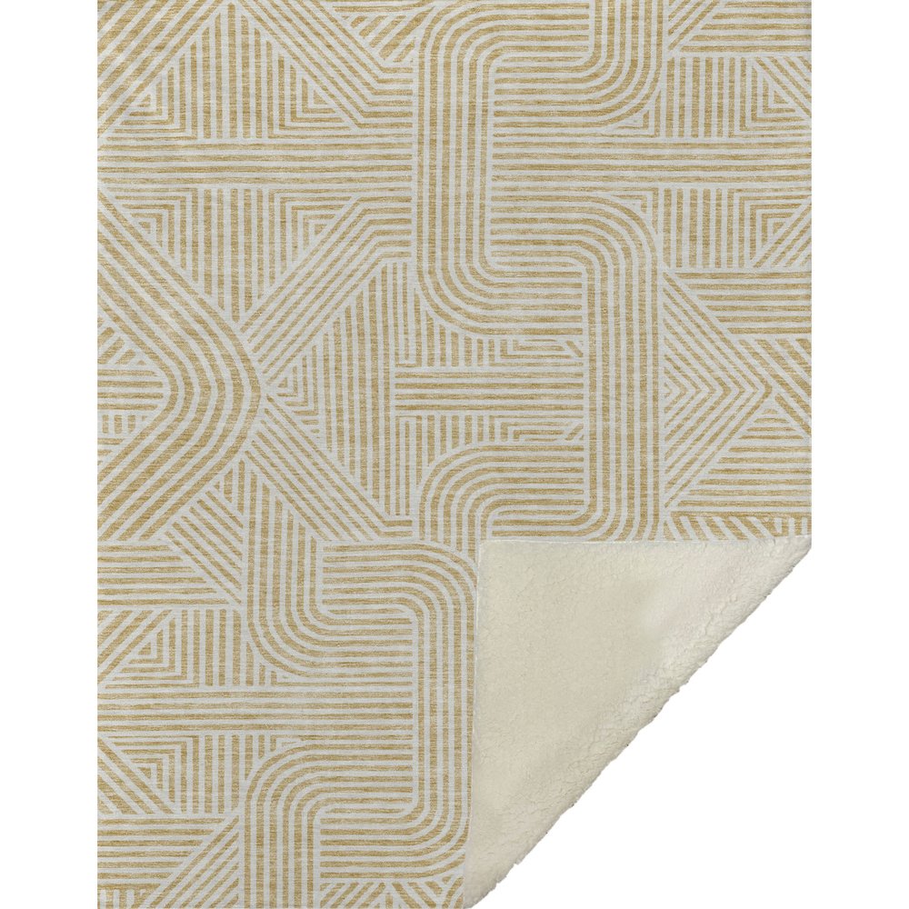 Premium Machine Washable ASB917 Gold 50" x 70" Sherpa Throw Blanket. Picture 1