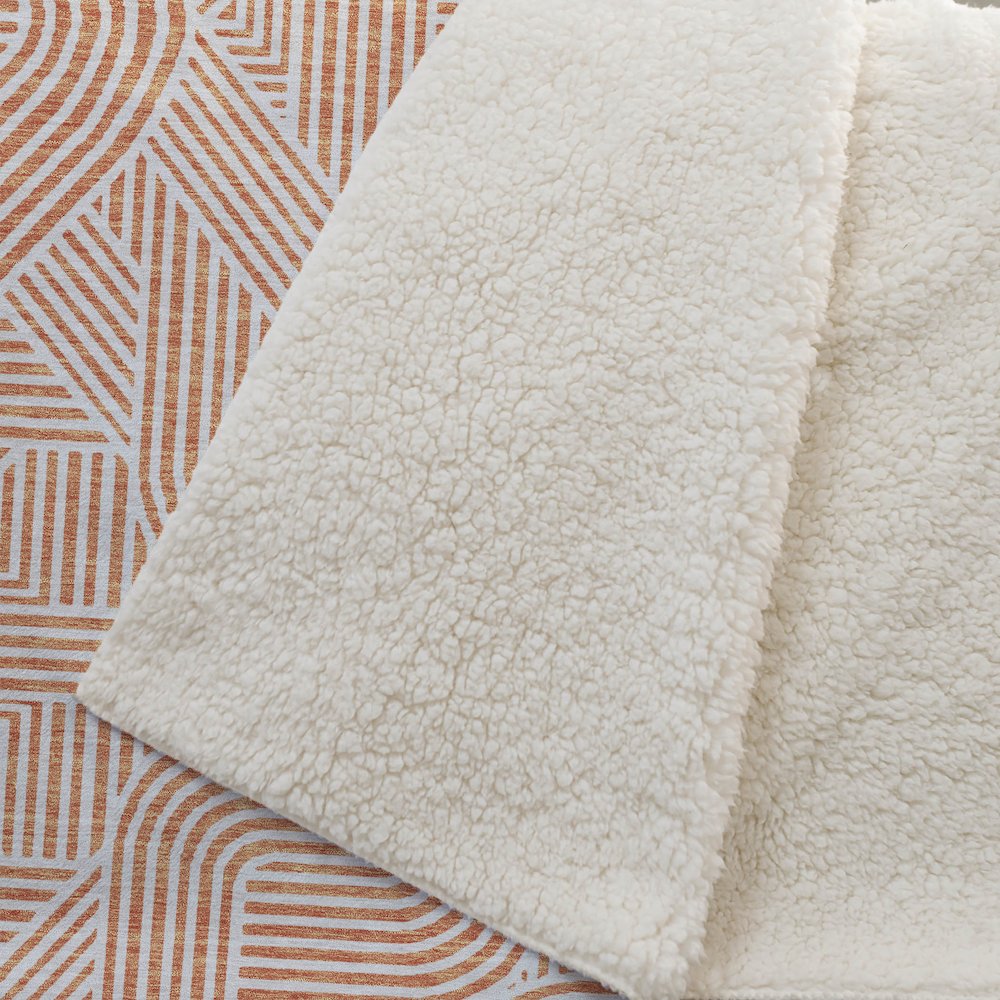 Premium Machine Washable ASB917 Orange 50" x 70" Sherpa Throw Blanket. Picture 2