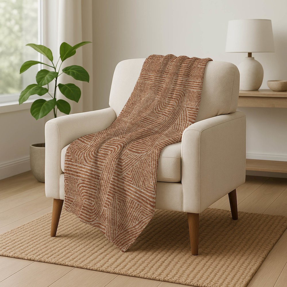 Premium Machine Washable ASB917 Terracotta 50" x 70" Sherpa Throw Blanket. Picture 5