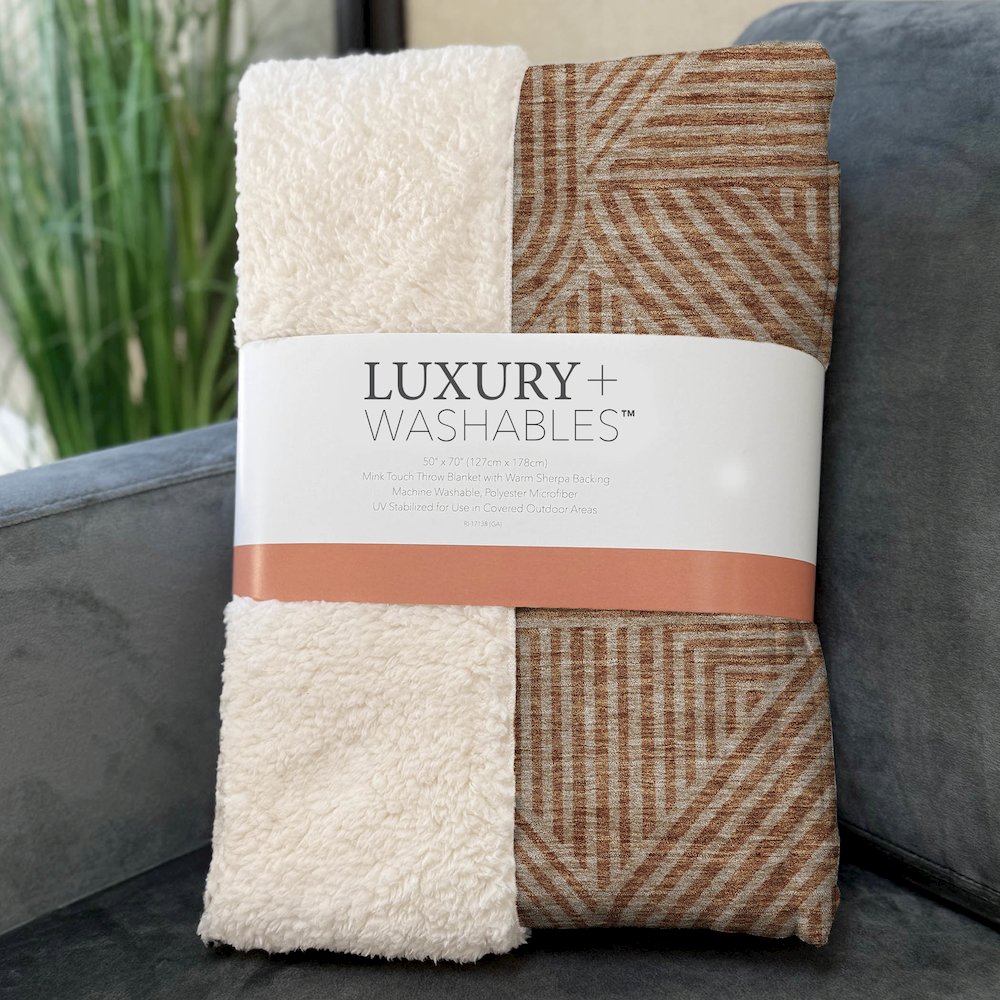 Premium Machine Washable ASB917 Terracotta 50" x 70" Sherpa Throw Blanket. Picture 3