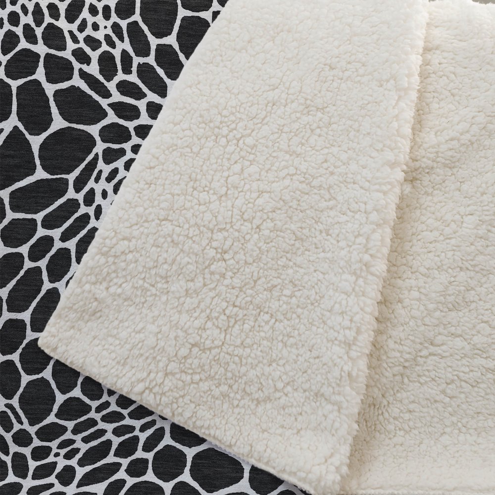 Premium Machine Washable ASB919 Black 50" x 70" Sherpa Throw Blanket. Picture 2
