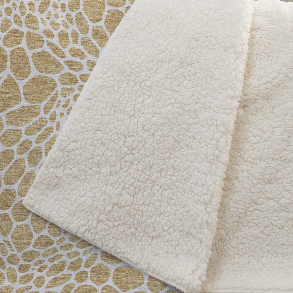 Premium Machine Washable ASB919 Gold 50" x 70" Sherpa Throw Blanket. Picture 2