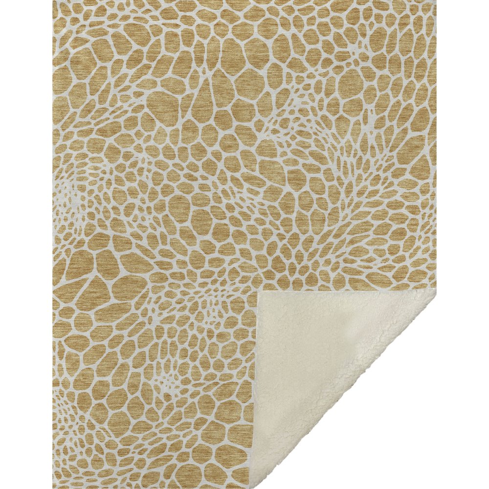 Premium Machine Washable ASB919 Gold 50" x 70" Sherpa Throw Blanket. Picture 1