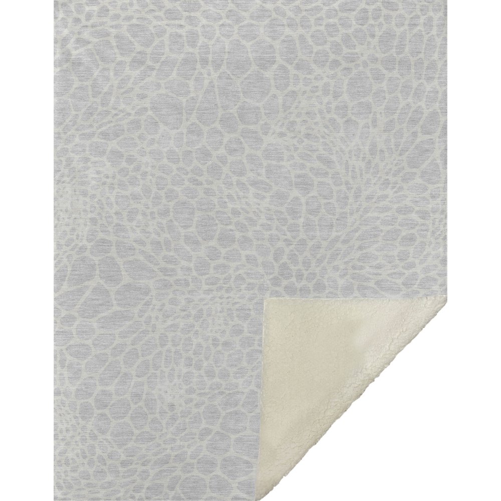 Premium Machine Washable ASB919 Silver 50" x 70" Sherpa Throw Blanket. Picture 1