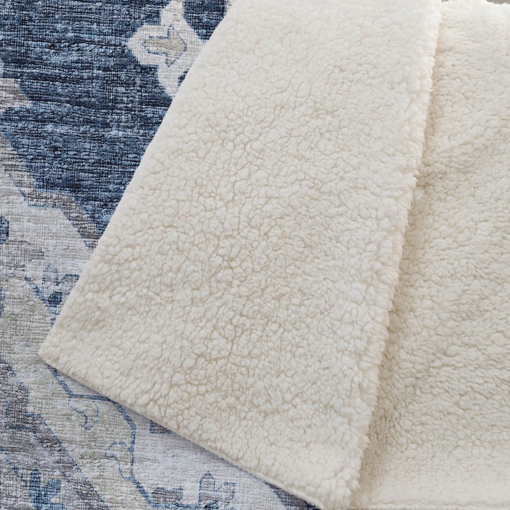 Premium Machine Washable ASB91 Blue 50" x 70" Sherpa Throw Blanket. Picture 2