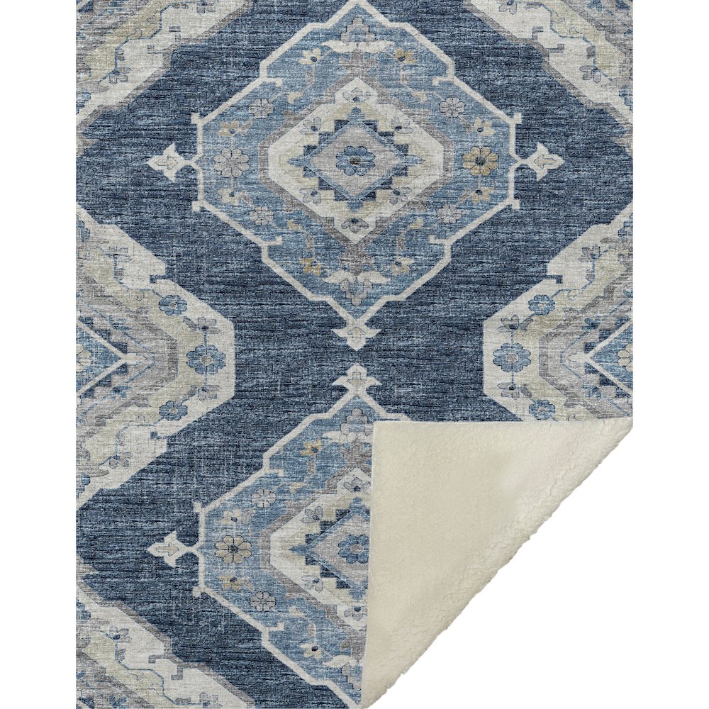 Premium Machine Washable ASB91 Blue 50" x 70" Sherpa Throw Blanket. Picture 1