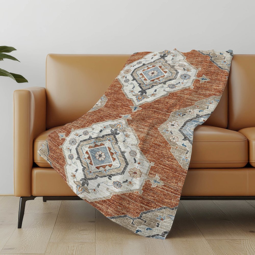 Premium Machine Washable ASB91 Clay 50" x 70" Sherpa Throw Blanket. Picture 4