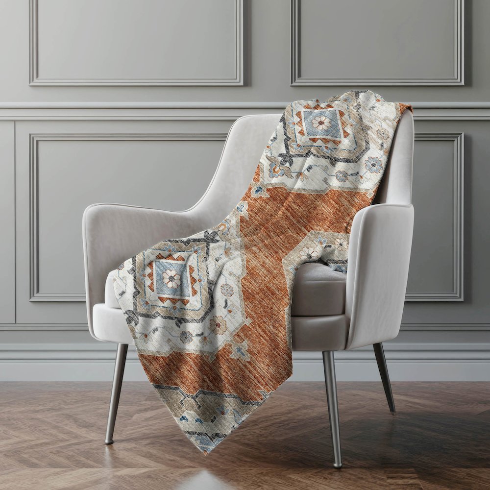 Premium Machine Washable ASB91 Clay 50" x 70" Sherpa Throw Blanket. Picture 5