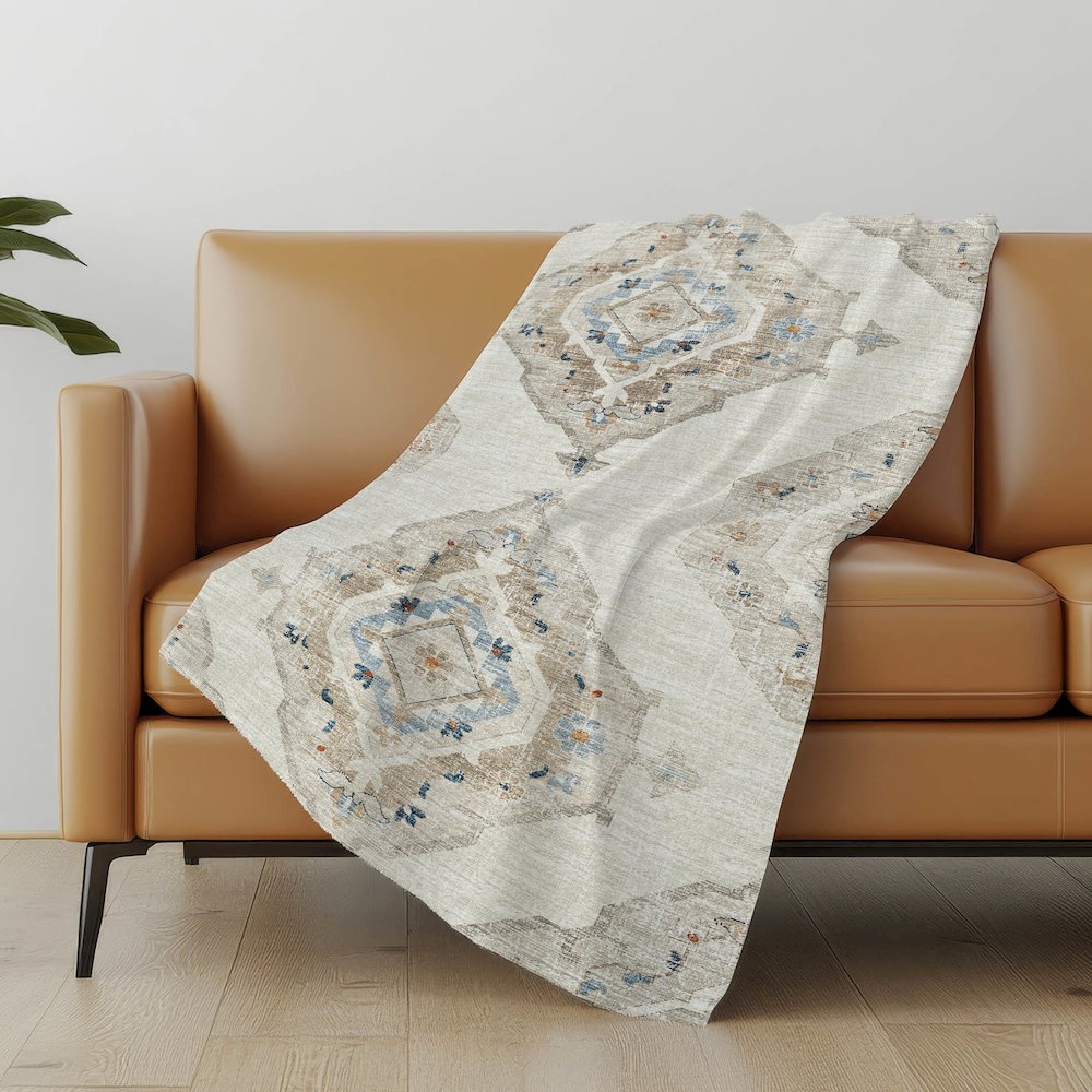 Premium Machine Washable ASB91 Linen 50" x 70" Sherpa Throw Blanket. Picture 4