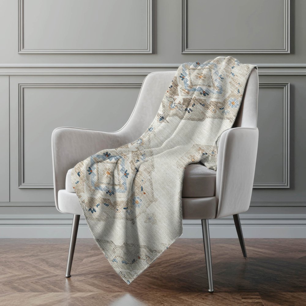 Premium Machine Washable ASB91 Linen 50" x 70" Sherpa Throw Blanket. Picture 5