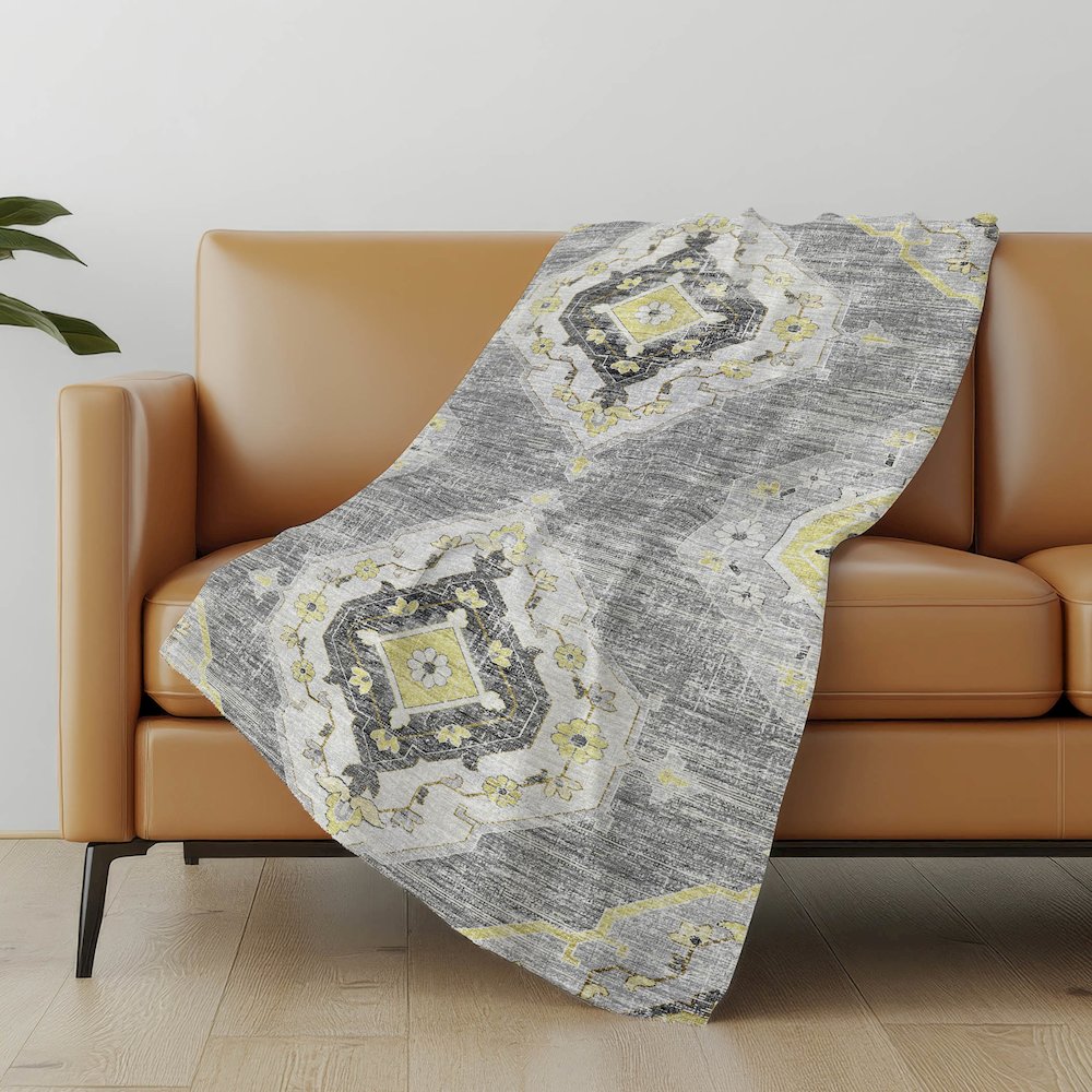 Premium Machine Washable ASB91 Silver 50" x 70" Sherpa Throw Blanket. Picture 4