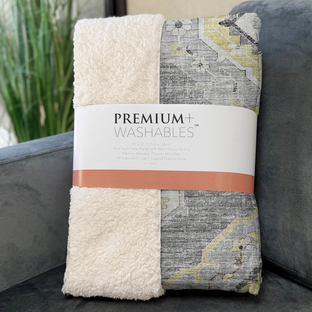 Premium Machine Washable ASB91 Silver 50" x 70" Sherpa Throw Blanket. Picture 3