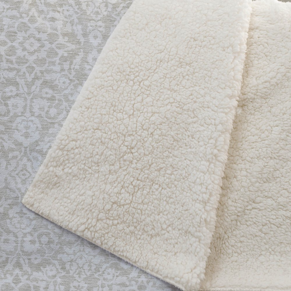 Premium Machine Washable ASB920 Beige 50" x 70" Sherpa Throw Blanket. Picture 2