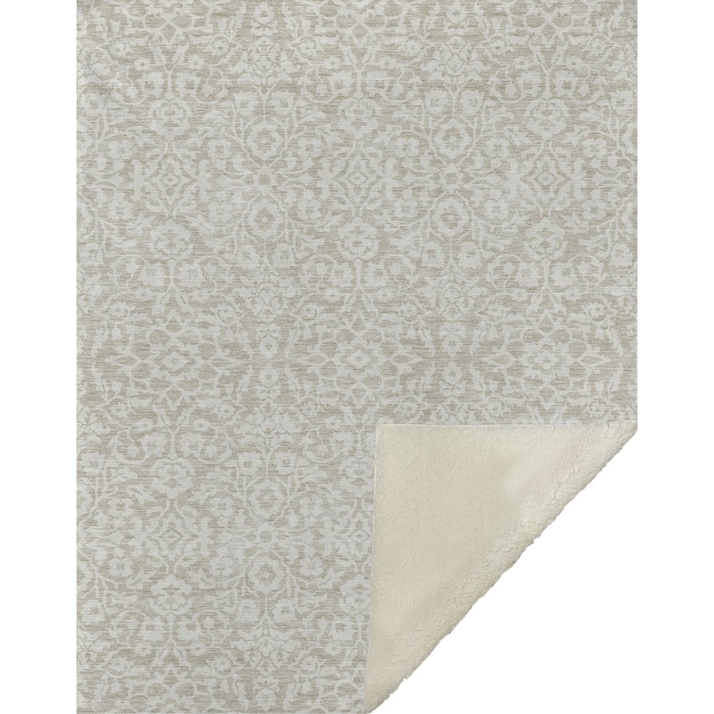 Premium Machine Washable ASB920 Beige 50" x 70" Sherpa Throw Blanket. Picture 1