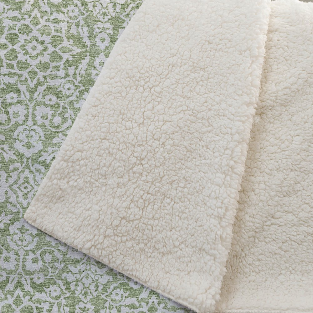 Premium Machine Washable ASB920 Green 50" x 70" Sherpa Throw Blanket. Picture 2