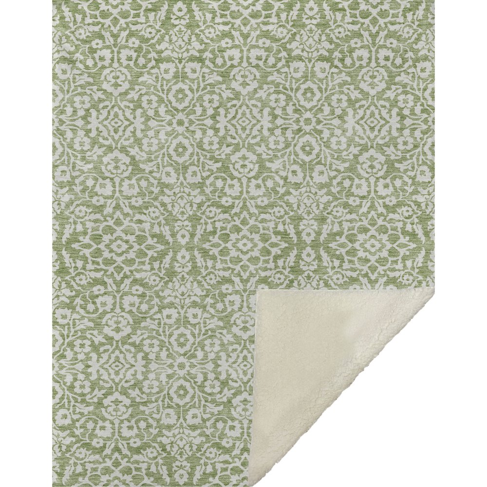 Premium Machine Washable ASB920 Green 50" x 70" Sherpa Throw Blanket. Picture 1