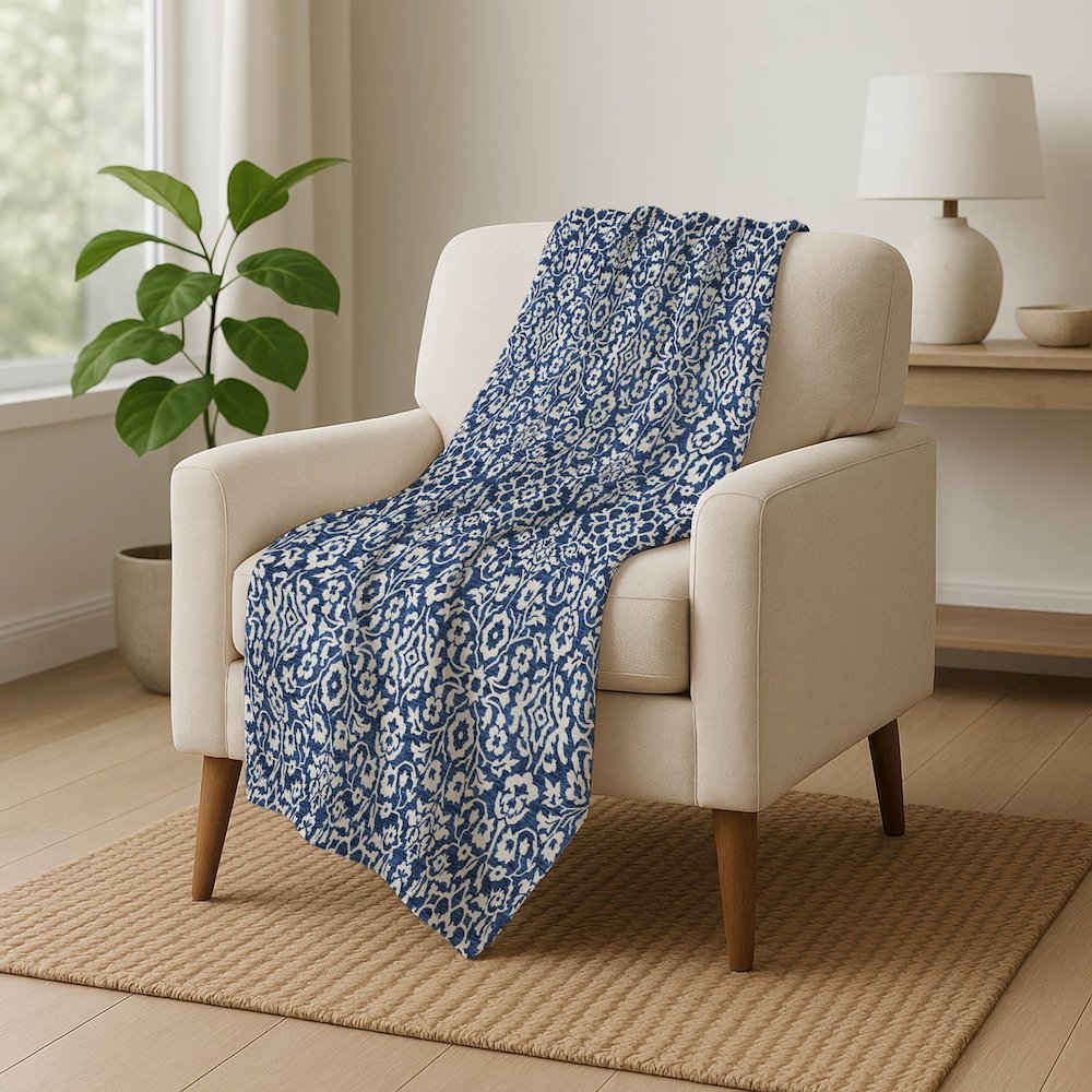 Premium Machine Washable ASB920 Navy 50" x 70" Sherpa Throw Blanket. Picture 5