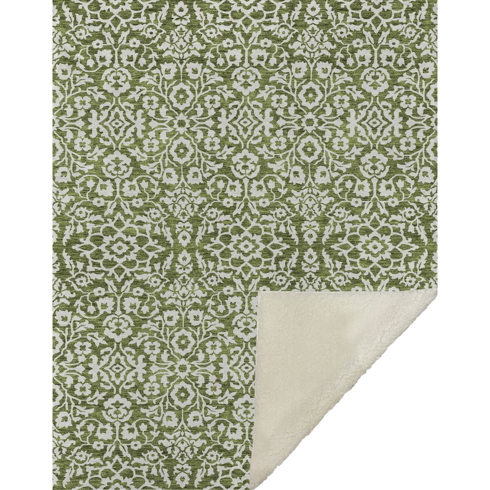 Premium Machine Washable ASB920 Olive 50" x 70" Sherpa Throw Blanket. Picture 1