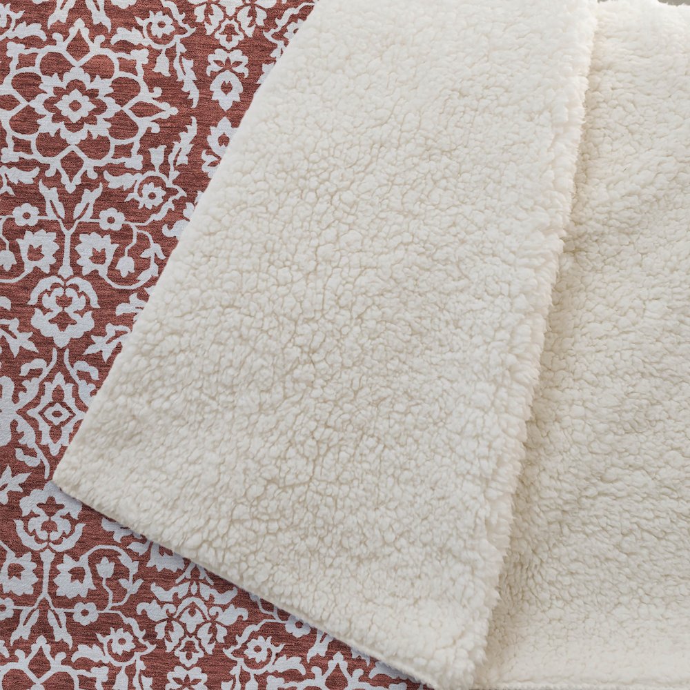 Premium Machine Washable ASB920 Red 50" x 70" Sherpa Throw Blanket. Picture 2