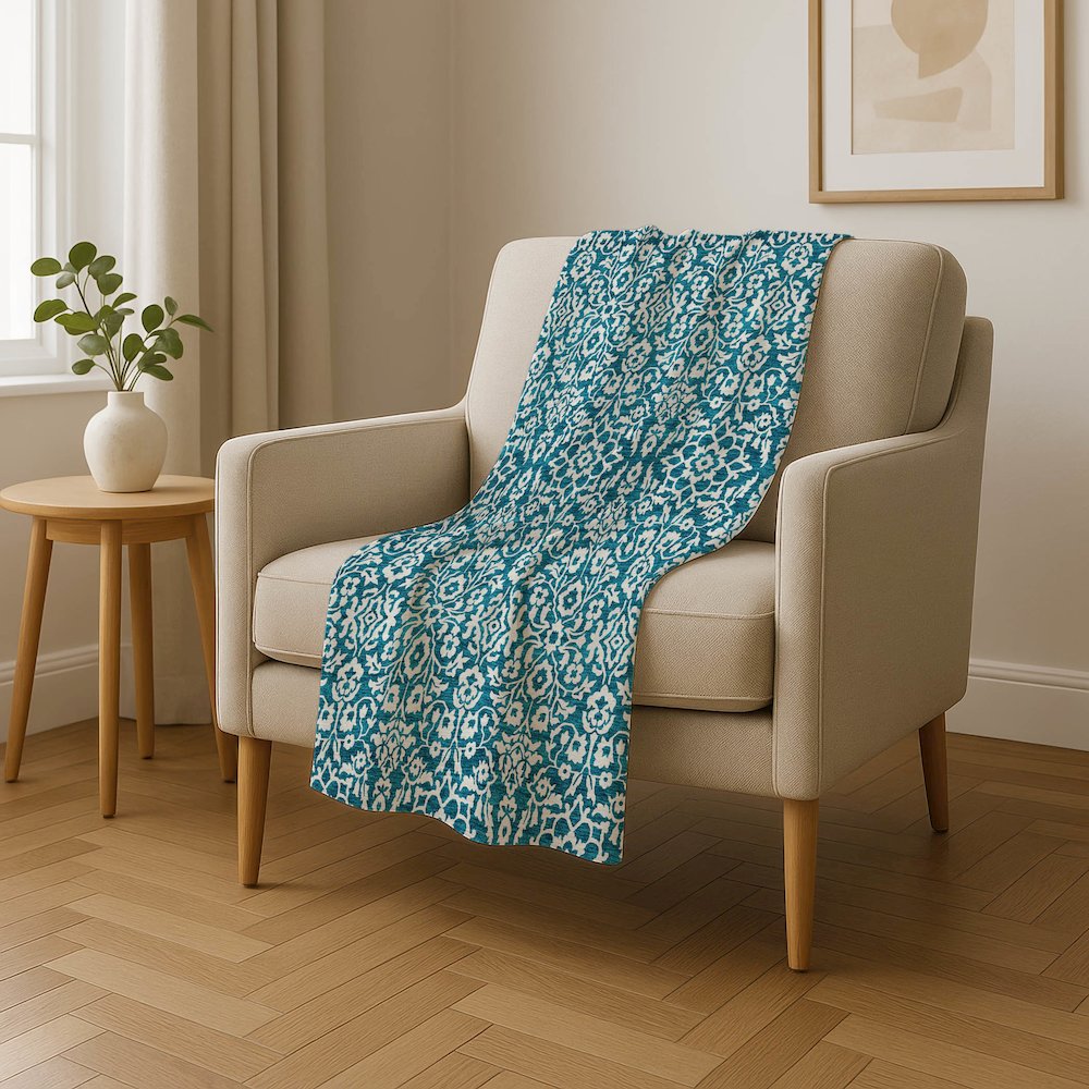 Premium Machine Washable ASB920 Teal 50" x 70" Sherpa Throw Blanket. Picture 4