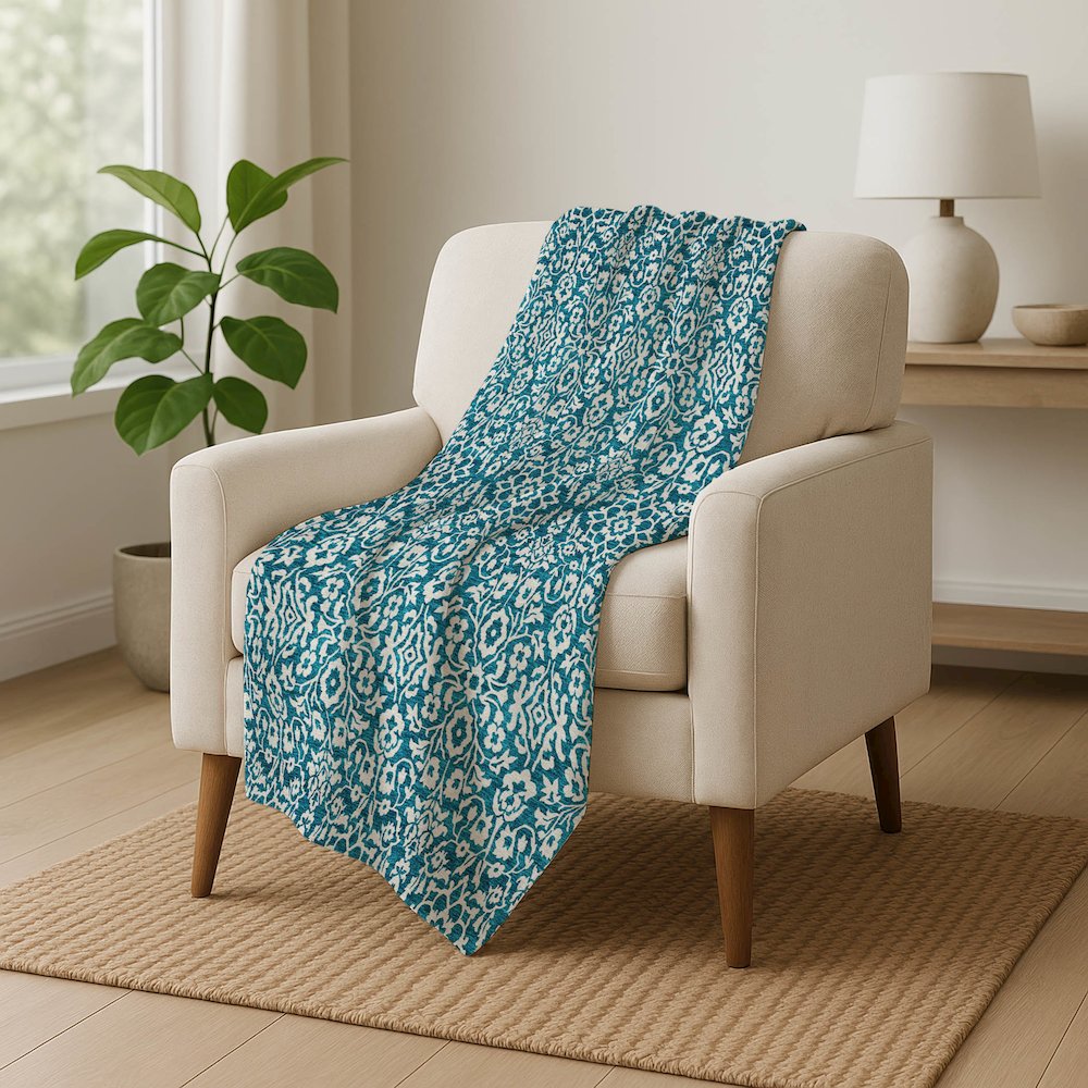 Premium Machine Washable ASB920 Teal 50" x 70" Sherpa Throw Blanket. Picture 5