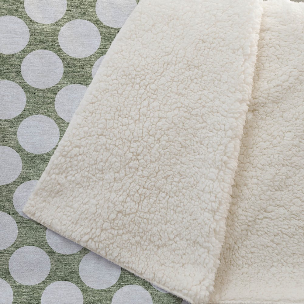 Premium Machine Washable ASB921 Green 50" x 70" Sherpa Throw Blanket. Picture 2