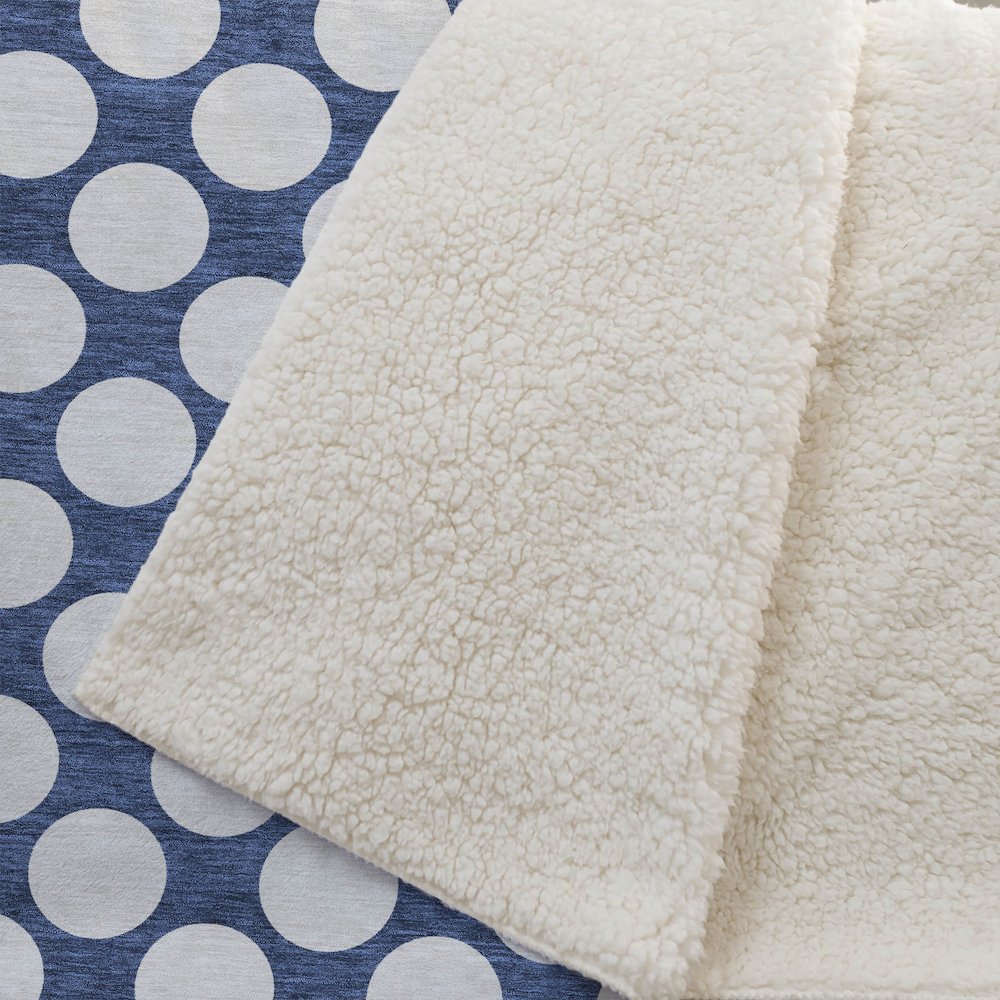 Premium Machine Washable ASB921 Navy 50" x 70" Sherpa Throw Blanket. Picture 2