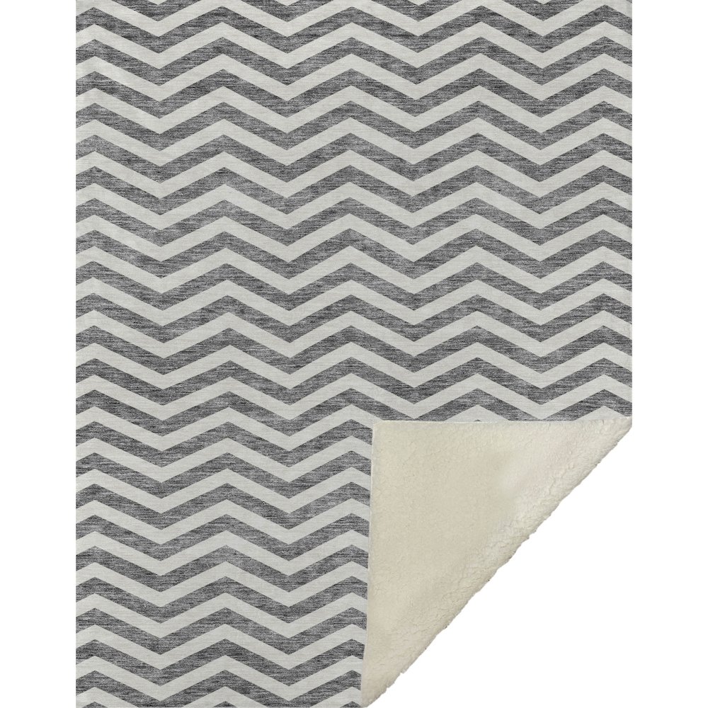 Premium Machine Washable ASB922 Gray 50" x 70" Sherpa Throw Blanket. Picture 1
