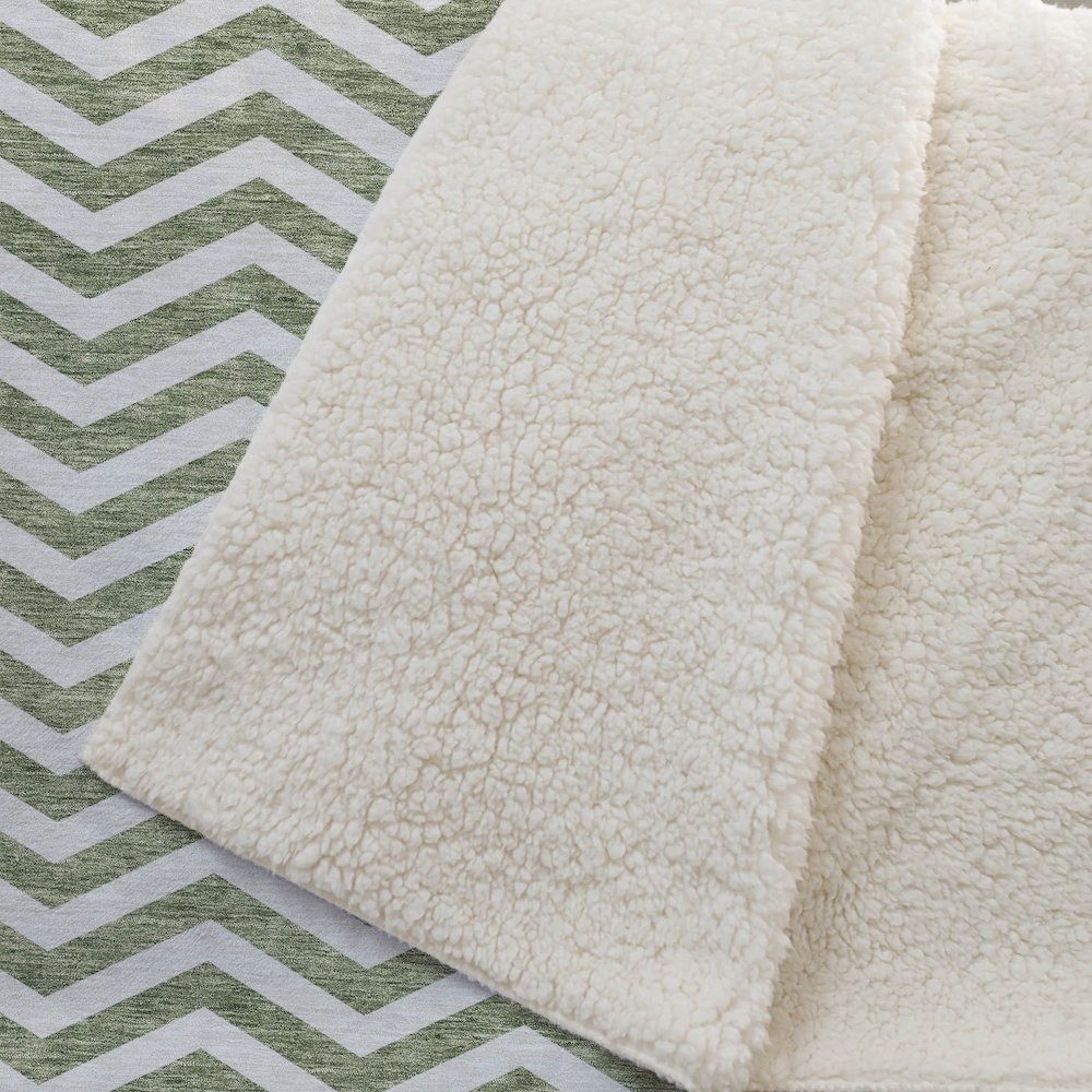 Premium Machine Washable ASB922 Green 50" x 70" Sherpa Throw Blanket. Picture 2